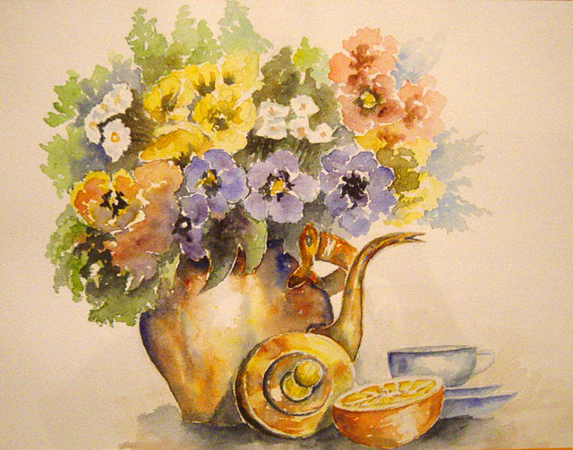 Les anémones: Aquarelle de Jean LAVERNHE Atelier 'Chanson' illusté par Les anémones : Aquarelle de Jean LAVERNHE