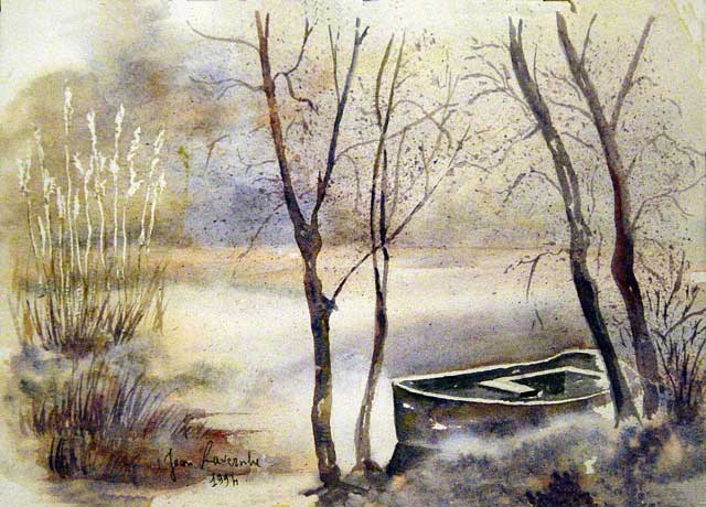 Quiétude sur le lac - Aquarelle de J. Lavernhe Chanson d'amour illustée par la quiétude du lac - Aquarelle de J. Lavernhe