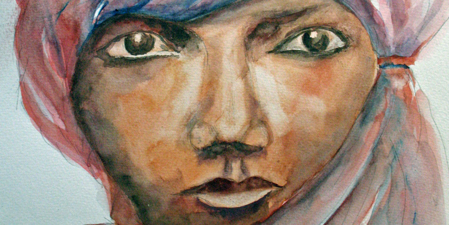La femme Berbère (J. LAVERNHE) Chanson d'amour avec Mp3 illustée par La femme Berbère :Aquarelle de jean LAVERNHE