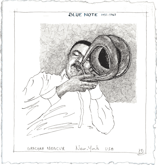 : Grachan Moncur : Dessin Jazz de J. Dordenne Dessin Jazz de J. Dordenne : Grachan Moncur
