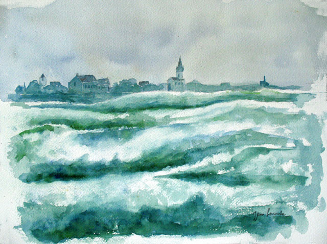 Tempête et gros temps - Aquarelle marine de J. Lavernhe Tempête et gros temps ( Marine de J. Lavernhe)