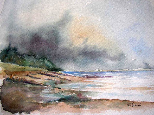 La plage de Trousse Chemise - (Aquarelle de J. LAVERNHE) La plage de Trousse Chemise - (Aquarelle de J. LAVERNHE)