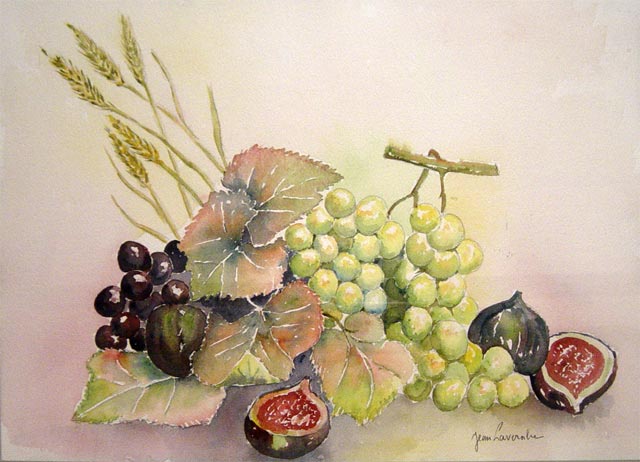 Raisins et figues (Aquarelle de J. LAVERNHE) Chanson illustrée par des Raisins et figues (Aquarelle de J. LAVERNHE) - Aquarelles et chansons d'amour