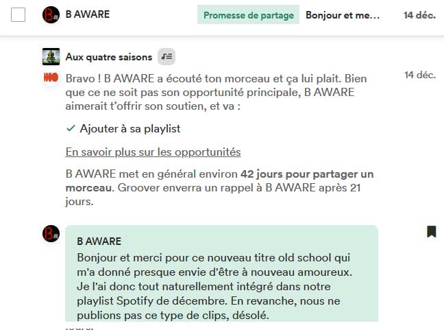 Avis de curateur Groover sur la chanson Aux quatre saisons (Mise en Playlist)