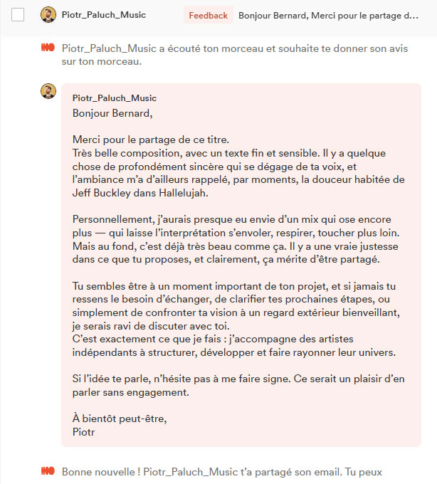 Avis de curateur Groover sur la chanson n°1 (Coup de cœur du média)