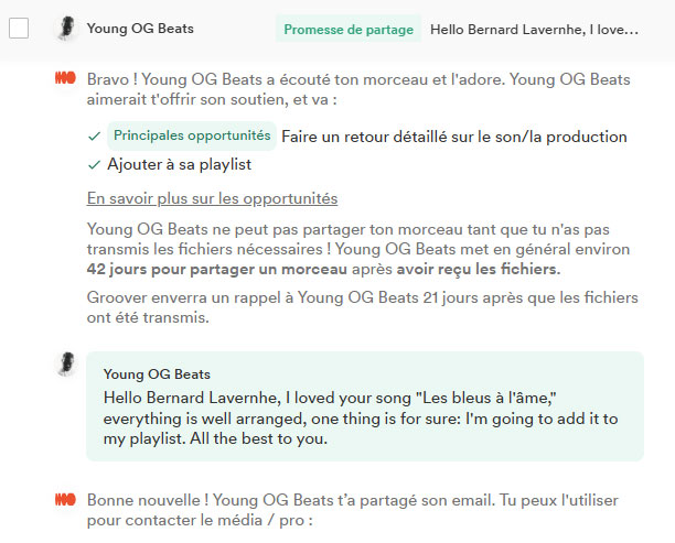 Avis de curateur Groover sur la chanson n°1 (Critique constructive)