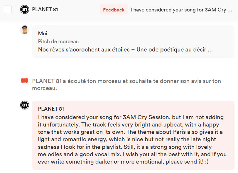 Avis de curateur Groover sur la chanson n°1 (Technique sur la production)