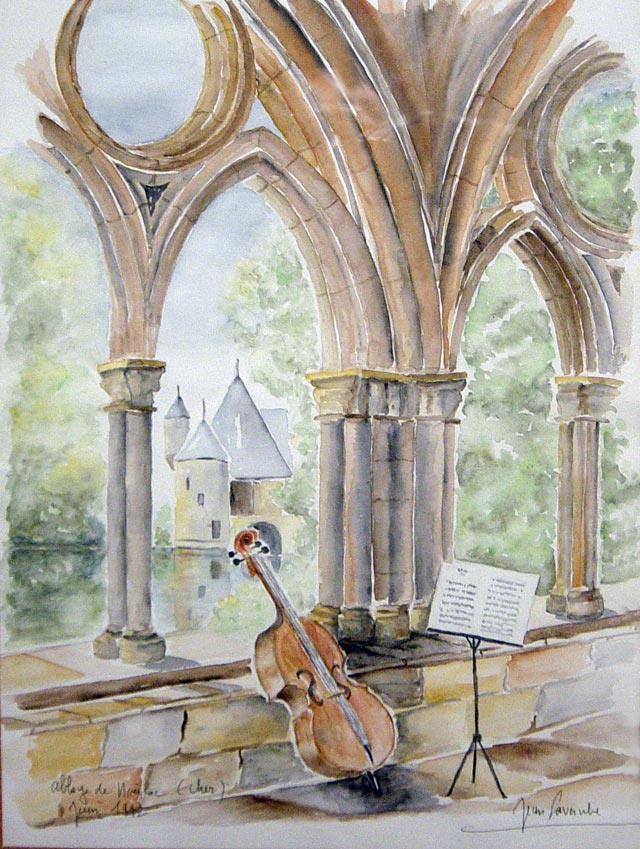L'abbaye de Noirlac L'abbaye de Noirlac - Aquarelle de J. Lavernhe