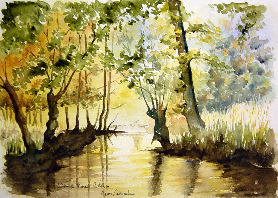 Le lumineux marais Poitevin Le lumineux marais Poitevin - Aquarelle de J. Lavernhe