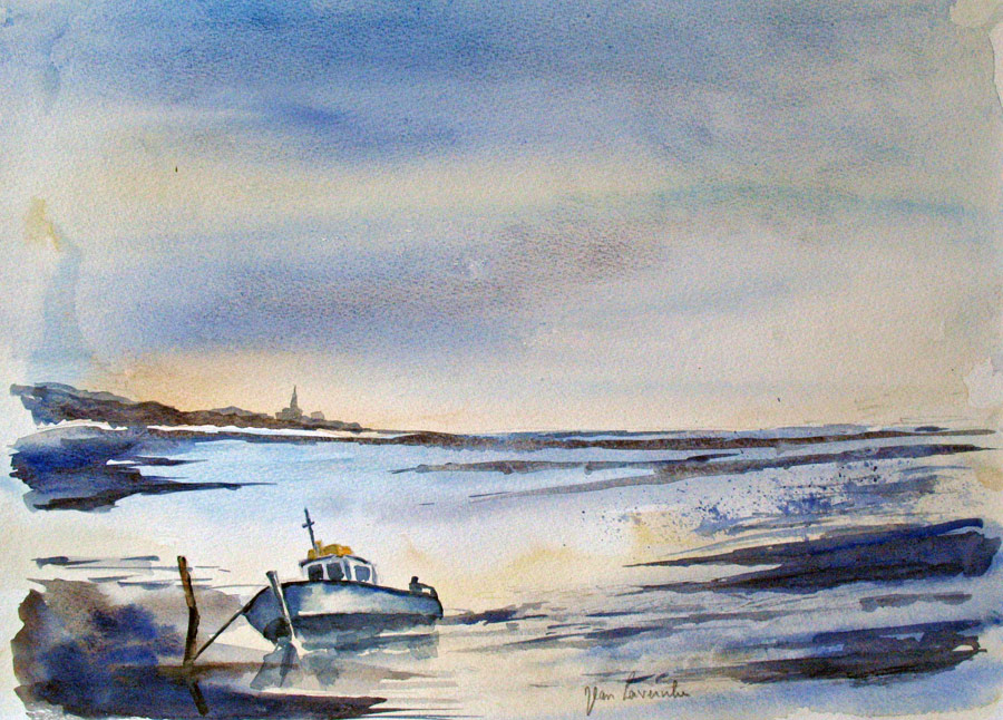 Echouage en mouillage forain Echouage en mouillage forain - Aquarelle de J. Lavernhe