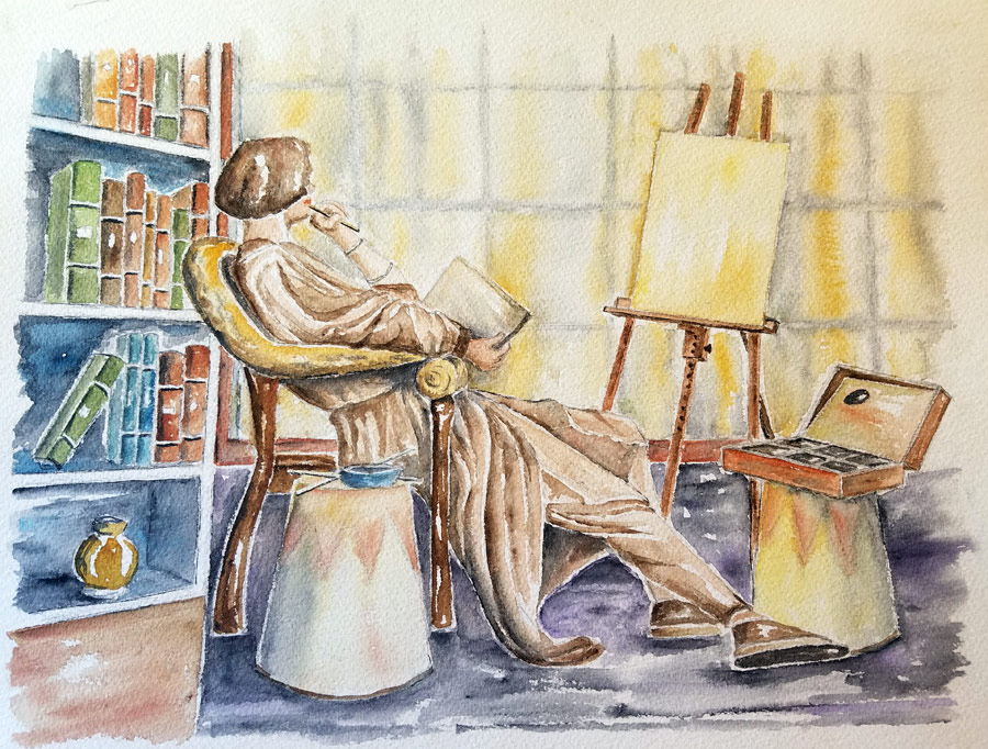 Réflexion Réflexion - Aquarelle de J. Lavernhe