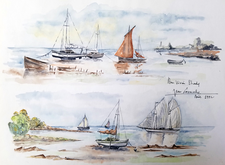 Voiles et voiliers Voiles et voiliers - Aquarelle de J. Lavernhe