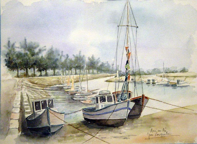 Le chenal d’Ars en Ré Le chenal d’Ars en Ré ( Aquarelle de J. Lavernhe)