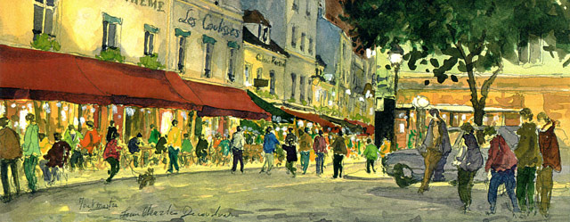 Aquarelle de Jean-Charles Decoudun : Montmartre Chanson avec Mp3 illustée par une Aquarelle de Jean-Charles Decoudun : Montmartre