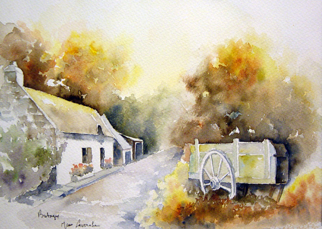 Paysage breton (Aquarelle de J. Lavernhe) Paysage breton (Aquarelle de J. Lavernhe)