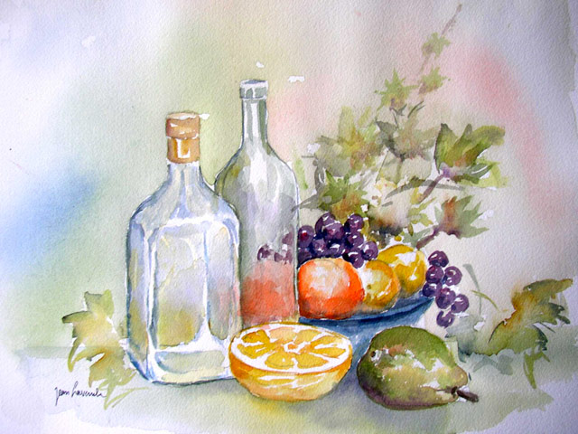 « Parfum de fruits » - Aquarelle de J. Lavernhe. Les fruits. Aquarelle de Jean LAVERNHE - Chansons et Mp3