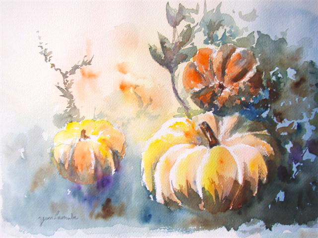 « Les potirons » - Aquarelle de J. Lavernhe. Les potirons. Aquarelle de Jean LAVERNHE - Chansons et Mp3