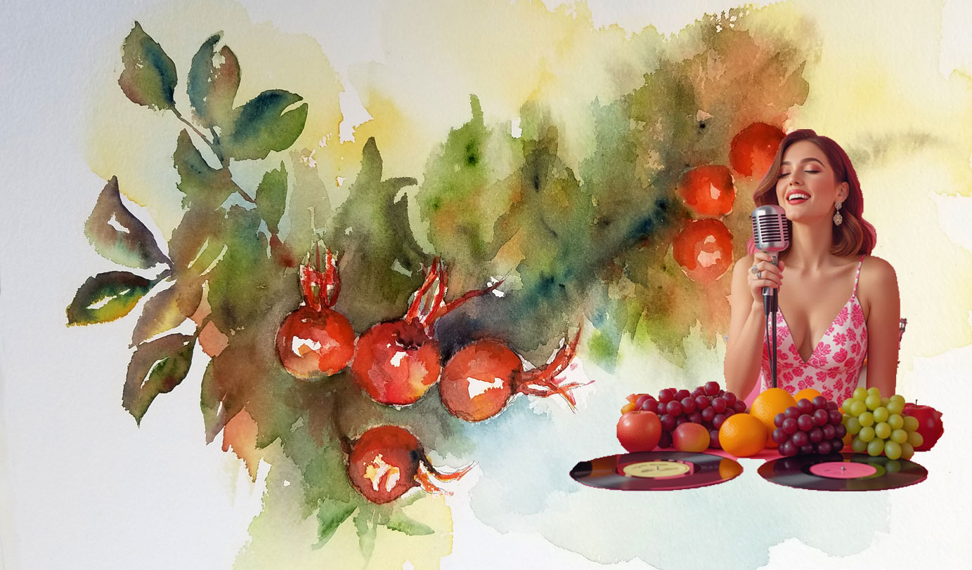 Fruits rouges Fruits rouges - Aquarelle de Jean Lavernhe