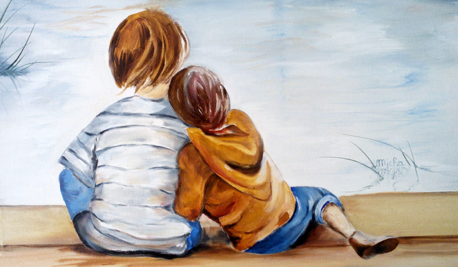 « Les deux enfants » - Peinture de Micha