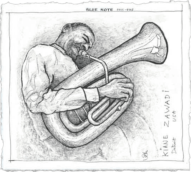 Melvin Lastie à la trompette Dessin de Joël Dordenne