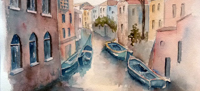 Venise, aquarelle de J. LAVERNHE